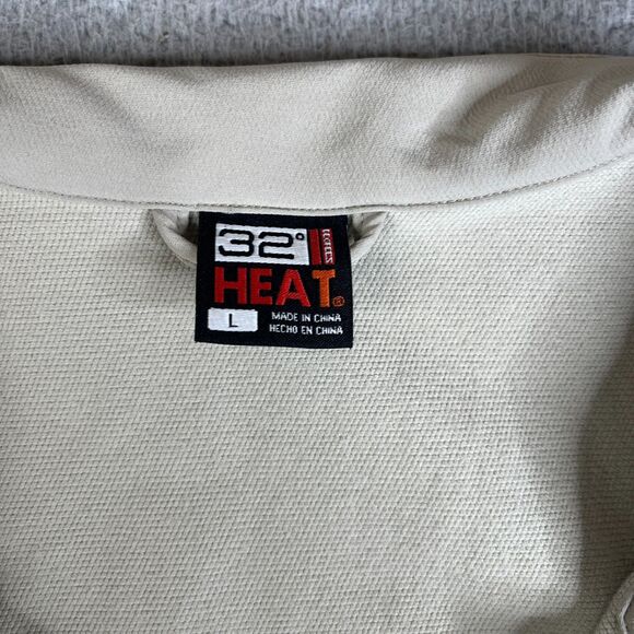 32 Degree Heat Jacket Mens Large Khaki Beige Windbreaker Full Zip Stretch - Picture 7 of 14